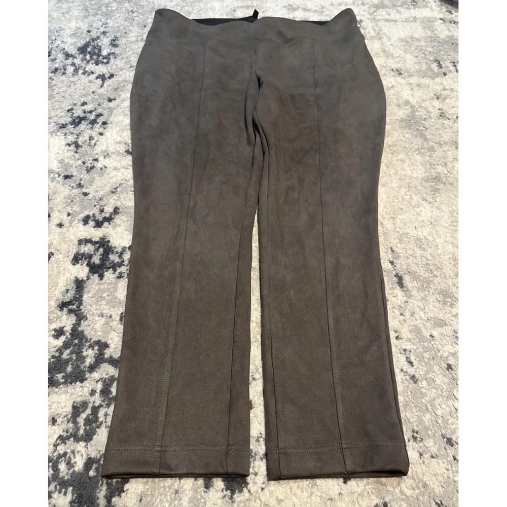 Andrew Marc Pants Womens Plus Sz 2XL Brown Faux Suede Stretch Pull-On Slim Pants